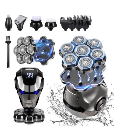 Upgraded Head Shavers for Bald Men BestMal 6 in 1 Bald Head Shaver 7D Electric Rotary Shavers for Men Shaver Razor with LED Display Wet/Dry Mens Grooming Kit IPX7 Waterproof Mens Shavers Razors
