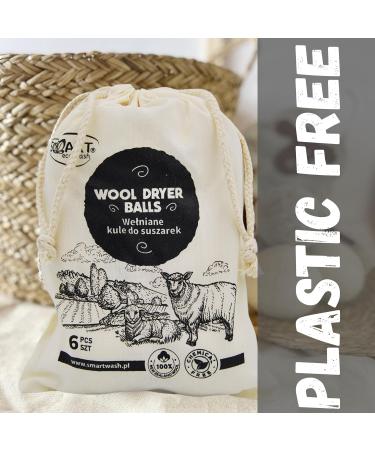 Smart Wash Dryer Balls - 100% Wool Tumble Dryer Balls | Hypoallergenic & Eco-Friendly | 6 Black New Zealand Sheep Wool Balls - Buy Online on SooperMarket.com