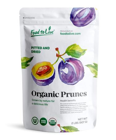 Organic Pitted Prunes, 2 Pounds  Dried California Plums, Non-GMO, Kosher, Unsulfured, Unsweetened, Bulk 2 Pound (Pack of 1)