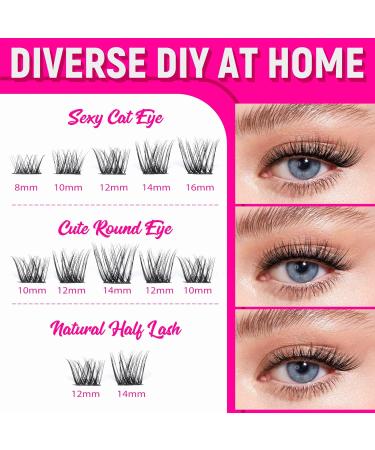 TOOCHUNAG 23A-Fluffy D Curl Eyelash Clusters 8-16mm - Natural DIY Individual Cluster Lashes - Light Russian Strip Lashes for a Flawless Look - Buy Online on SooperMarket.com