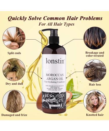 Lonstin Argan Oil Hair Conditioner 500ml - Revitalize Dry, Damaged Hair | For Men & Women with Curly, Frizzy Hair | Hydrating, Shine-Boosting Formula - 16.9 fl oz - Buy Online on SooperMarket.com