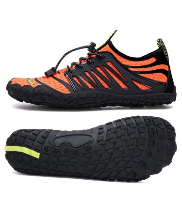 UBFEN Mens Womens Water Shoes Aqua Shoes Swim Shoes Beach Sports Quick Dry Barefoot for Boating Fishing Diving Surfing with Drainage Driving Yoga Upstream 12 Women/10 Men E Orange