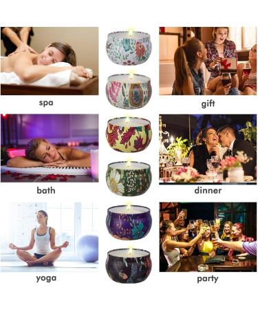 Forest Scented Soy Aromatherapy Candles Set - Stress Relief, Relaxing Aroma for Home, Bath, Yoga - 6 Travel Tins (Bohemian Collection) - Buy Online on SooperMarket.com
