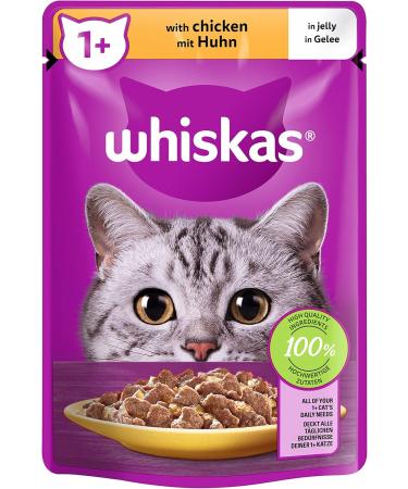 Whiskas 1+ Cat Food Chicken in Jelly 28x85g - High-Quality Wet Feed for Adult Cats - 2.38 kg Pack - Buy Online - Buy Online on SooperMarket.com