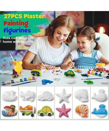 Tigerhu Arts and Crafts for Kids - 27 Painting Figurines with Paint, Pens, Brush, Palette, Magnets, Stickers - DIY Painting Kit for Ages 4-8 - Buy Online on SooperMarket.com
