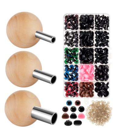 3 Pcs Auxiliary Tools for Attaching Washers and Safety Eyes and 280 Pcs Plastic Craft Crochet Eyes Doll Eyes and Noses with Washers Set  Safety Eye Tool for DIY Amigurumi Puppet Bear Stuffed Animals
