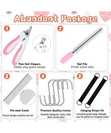 Pink Pet Grooming Hammock Kit for Cats & Dogs with Nail Clippers, Comb & File - Adjustable Harness for Bathing & Washing - Buy Online on SooperMarket.com