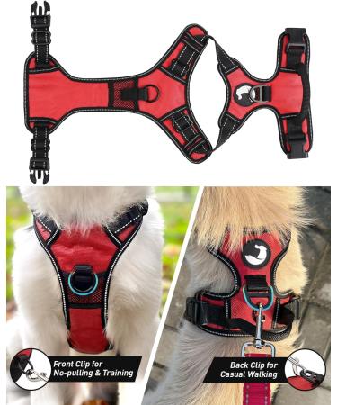 Joytale No Pull Dog Harness Reflective Pet Vest with Front Clip Adjustable Soft Breathable Harnesses with Easy Control Handle for Medium Dogs Training and Walking Red M M (Pack of 1) Red - Buy Online on SooperMarket.com