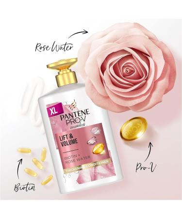 Pantene Biotin & Rose Water Hair Thickening Conditioner 1L - Silicone-Free Volumizing Formula - Buy Online on SooperMarket.com