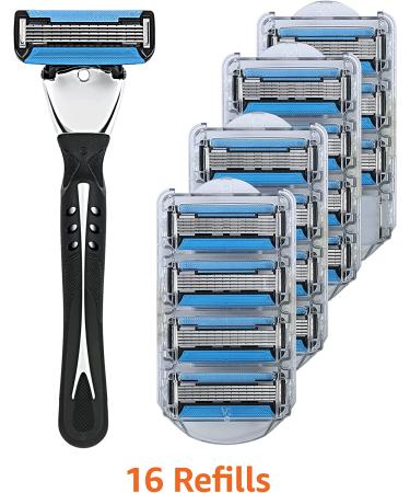 Amazon Basics 5-Blade MotionSphere Razor for Men - Dual Lubrication, Precision Trimmer Handle & 16 Cartridges - 17 Piece Set - Buy Online on SooperMarket.com