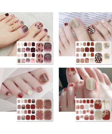 JSRQT 12 Sheets Toenail Polish Stickers Diamond Glitter Full Wrap Toe Nail Art Stickers Decals for Women Girls Self Adhesive Nail Stickers Manicure with Nail File Nail Stickers Strip for Feet DIY - Buy Online on SooperMarket.com