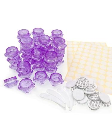 JZK 40 x purple transparent testing cosmetics 3ml 3G cosmetics die Small empty jar container container plastic bottles for travel for cream lip balm glitter powder