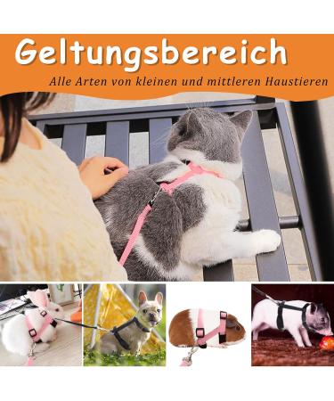 Adjustable Nylon Cat Leash & Harness Set - Soft Cat Dishes for Kittens & Rabbits - Black & Pink - Buy Online on SooperMarket.com