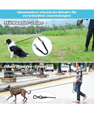 Shop Aystkniet Bungee Drag Line for Dogs | Shock-Absorbing Leash with Padded Handle | 3m to 30m Options | Ideal for Medium & Large Dogs | Reflective & Lockable | Army Green - Buy Online on SooperMarket.com