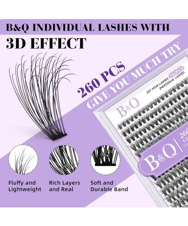 Lash Clusters Individual Lashes 260 PCS 30D 40D 16mm Wispy 3D Effect - Fluffy Eyelash Extensions DIY Kit at Home | 280PCS 3D Natural Cluster Lashes - 30D-16mm - Buy Online on SooperMarket.com