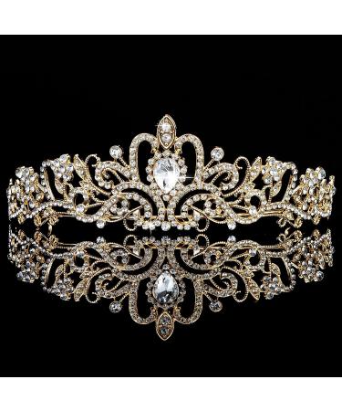 YISSION Gold Crown and Tiara Crystal - Queen Crown for Women & Girls | Birthday, Wedding, Prom, Cosplay - Buy Online on SooperMarket.com