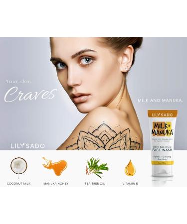 Lily Sado Milk+Manuka Coconut Milk & Manuka Honey Cream Face Cleanser - 5oz | Natural Moisturizing Facial Wash for Acne-Prone Skin - Buy Online on SooperMarket.com