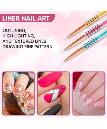 Dazzl Nail Art Brushes for Gel Nails - 8PCS Glitter Handle Brushes in 8 Designs for Painting, Dotting, Drawing - Alloy & Acrylic Material - Buy Online on SooperMarket.com