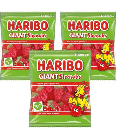 Strawberry Giant Strawbs Gummy Chewy Soft Sweets in 140g Share Bag Iconic Family Favorite - 2 Bags - Buy Online on SooperMarket.com