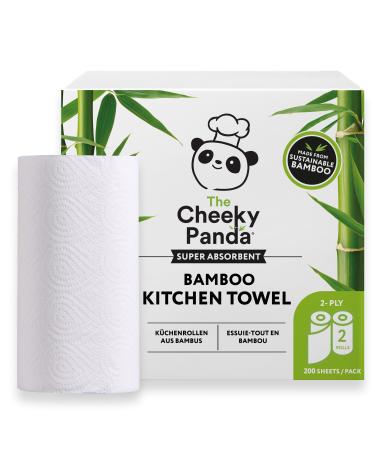 The Cheeky Panda Kitchen Roll Bambus 200 Blatt |2-layer paper towels |2 rolls |Super absorbent and sustainable white 2 pieces (1 pack)