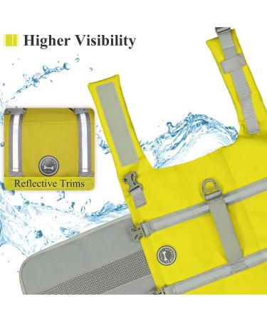 Vivaglory Ripstop Dog Rescue Vest - Improved Buoyancy & Visibility for Small to Medium Dogs - Yellow-Gray XL (78-96cm Chest) - Ideal for Boat Safety - Buy Online on SooperMarket.com