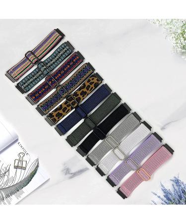 BOTNUW 4 Pack Elastic Bands for Fitbit Versa Smart Watch - Adjustable Nylon Straps for Women Men - Boho Green, Colorful, Leopard Prints - Buy Online on SooperMarket.com