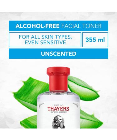 THAYERS Alcohol-Free Witch Hazel Unscented Face Toner Skin Care with Aloe Vera Natural Gentle Facial Toner for All Skin Types Duo Pack (2 x 355mL) - Buy Online on SooperMarket.com