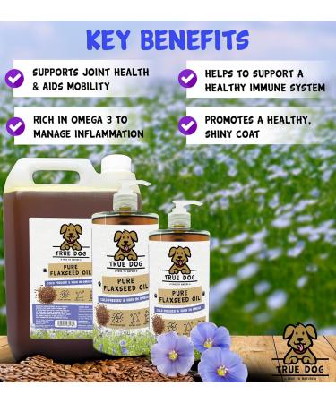 True Dog Flaxseed Oil for Dogs - Natural Omega 3 Supplement for Dogs & Cats - Linseed Oil - Joint Skin & Coat Support (500ml) - Buy Online on SooperMarket.com