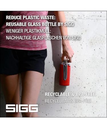 SIGG Glass Water Bottle Stella Red 17 oz - Leakproof with Neoprene Pouch - BPA Free & Dishwasher Safe - Eco-friendly Recycled Glass - Buy Online on SooperMarket.com