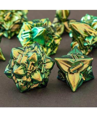 KERWELLSI Metal Dice Set - Unique Leaf Design D&D Dice with Cool Box | Handmade Polyhedral Dice for RPG Games - Buy Online on SooperMarket.com