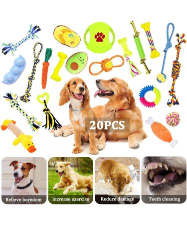 Jotol Dog Toy Set - 20PCs 100% Natural Cotton Interactive Toys for Dental Care | Best Pet Rope Toys for Small & Medium Dogs - Buy Online on SooperMarket.com