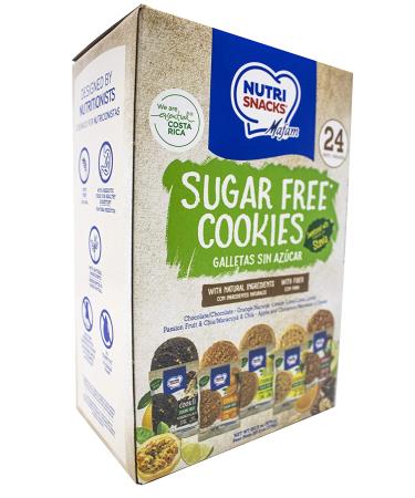 Nutrisnacks Sugar Free Cookies Variety Pack - 24 Units, 5 Natural Flavors, Sweetened with Stevia, Whole Grain Cereals, Dietary Fiber & Prebiotics - 0g Sugar - Buy Online on SooperMarket.com