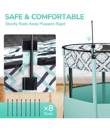 Portable Pet Playpen for Indoor Outdoor Travel | Foldable Exercise Kennel Tent for Dogs, Cats, Rabbits | Large Size with Free Carrying Case | Green - Buy Online on SooperMarket.com
