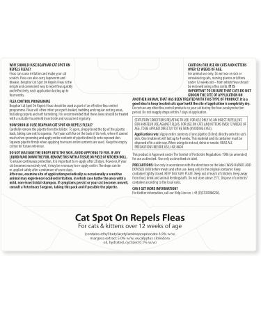 Beaphar Cat Spot On Four Week Protection Flea Repel Solution - Buy Online on SooperMarket.com