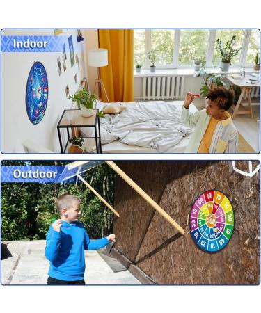 Kids Dart Board Game Set - Large Double Sided 28 with 16 Sticky Balls and 8 Darts | Indoor/Outdoor Party Game Toys | Birthday Gifts for Boys Girls 3-12 Years Blue - Buy Online on SooperMarket.com
