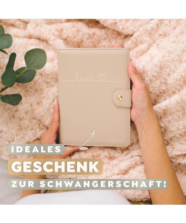 Twive Motherpass Cover (Love) | Magnetic Organizer for German Mother-Child Pass | Notepad Included | 8 Subjects in Taupe & Gold - Perfect Gift for Moms - Buy Online on SooperMarket.com