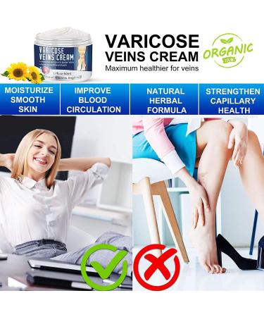 Varicose Veins Cream - Natural Treatment for Legs, Improve Blood Circulation, Strengthen Capillaries & Relieve Tired Legs - Buy Online on SooperMarket.com