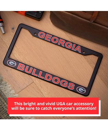 Georgia Bulldogs License Plate Frame Cover Black Slim Design 12.25 x 6.25 | EliteAuto3K Perfect Gift for Sports Fans - Buy Online on SooperMarket.com