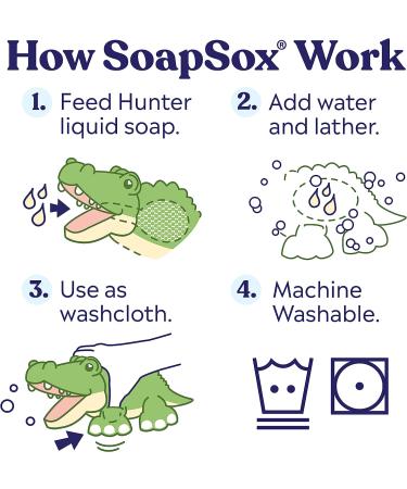 SoapSox Hunter The Gator Bath Toy Sponge - Fun & Safe for Kids - Buy Online on SooperMarket.com