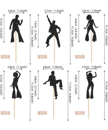 30 Pack 70's Disco Cupcake Toppers Glitter 70s Disco Dancing Cupcake Picks for Music Wedding Birthday 70's Disco Dancer Cupcake Decorations Party Supplies Black 1 - Buy Online on SooperMarket.com