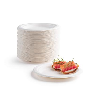 6 in. Disposable Plates Paper Plates Alternative Compostable Plates Heavy Duty Pack of 60 Eco-Friendly 100% Natural Sugarcane Bagasse Fiber Biodegradable by brheez 60 6 Inch Round Plates