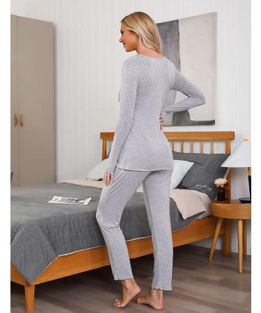 Irdcomps Women's Maternity Pyjamas Set - Cotton Nursing Nightwear PJ Set for Breastfeeding, Long Sleeve Sleepwear, Pregnancy Hospital Home - M Grey - Buy Online on SooperMarket.com