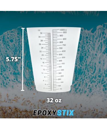EpoxyStix 32oz Triangular Mixing Cups - Pack of 10 - Polypropylene, Ideal for Mixing and Pouring - Measurements in Ounces and Cubic Centimeter - Buy Online on SooperMarket.com