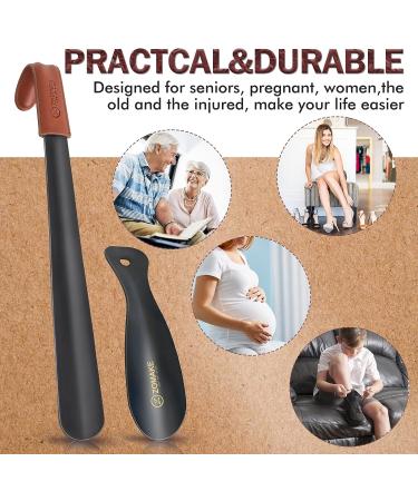 ZOMAKE Metal Shoe Horn Long Handle for Seniors - Set of 2 | Travel Shoe Horn for Kids - 7.5 & 16.5 Sizes - Buy Online on SooperMarket.com