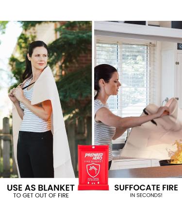 Prepared Hero 40 x 40 Emergency Fire Blanket 4 Pack + Hooks | Fiberglass Kitchen Fire Suppression Blanket for Home - Buy Online on SooperMarket.com