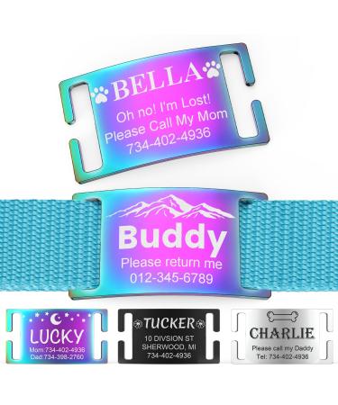 Yehanti dog brand with engraving- personalized trailer brand for dogs and cats with symbol stainless steel dog brand personalized with name telephone number and address (m colorful) m (for 16mm wide collar)