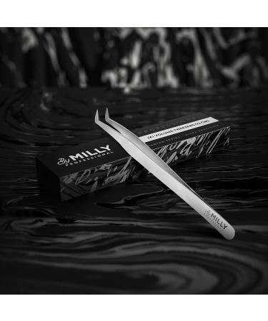 MILLY Professional Volume Eyelash Extension Tweezers | Curved Precision Closure Tips | Titanium Coated Stainless Steel | 12 cm (4.72 inches) - Buy Online on SooperMarket.com