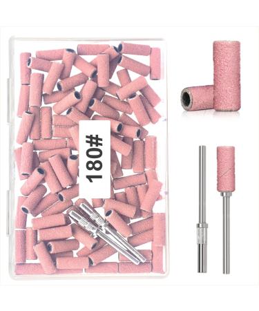 100pcs 180 Grit Small Sanding Bands for Nail Drill with 2pcs 3/32 Upgrade Mandrels Bits Mini Sanding Bands for Nail Drill for Manicure Nail Salon and Nail Enthusiasts Use Pink 180 Grit-Pink