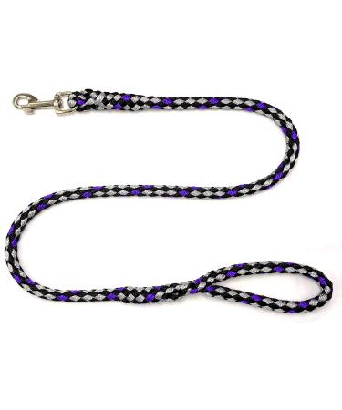 Dog leash large dogs jumbo with hand loop up to 80 kg / guide leash / training line / training line very stable 17 colors (2.50m Boston (black-silver purple)) 2.50m boston (black and silver purple))
