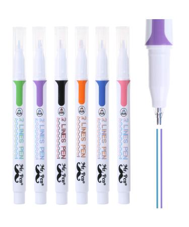Mr. Pen- Double Line Pen 6 Pack Assorted Colors Double Line Pens Bible Journaling Pens Double Line Outline Pen 3-D Two Line Drawing Pens Two Line Pens Liner Pens for Drawing Drawing Pens